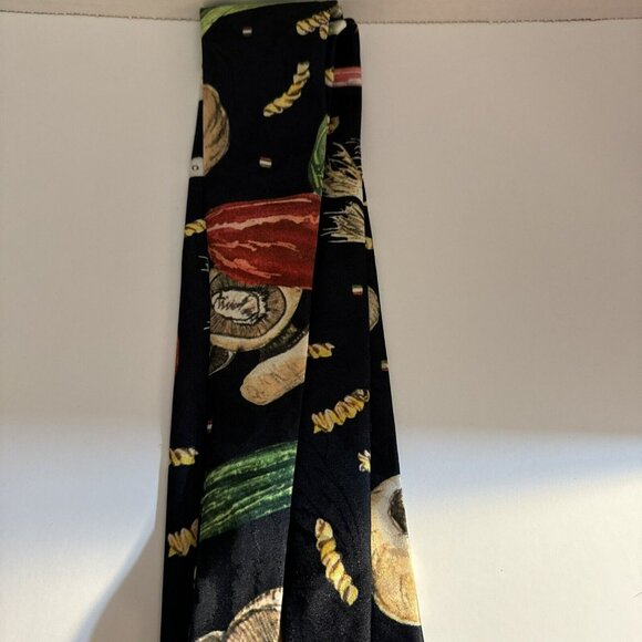 Texographix Designs by Anthony Spaghetti Pasta & Vegetables Tie Navy Blue Waiter - Picture 4 of 8